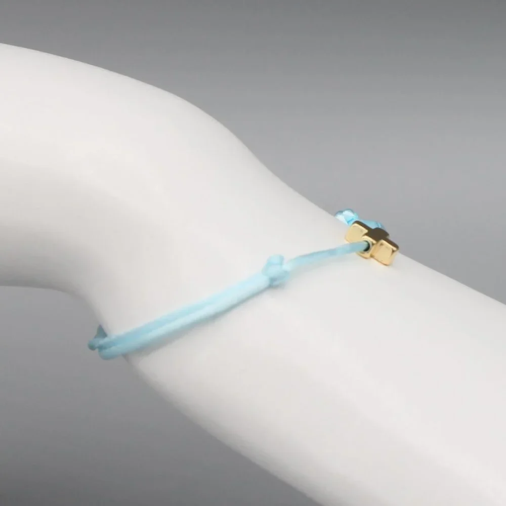 Jewelry cross blue string bracelet adjustable fashion delicate brand new